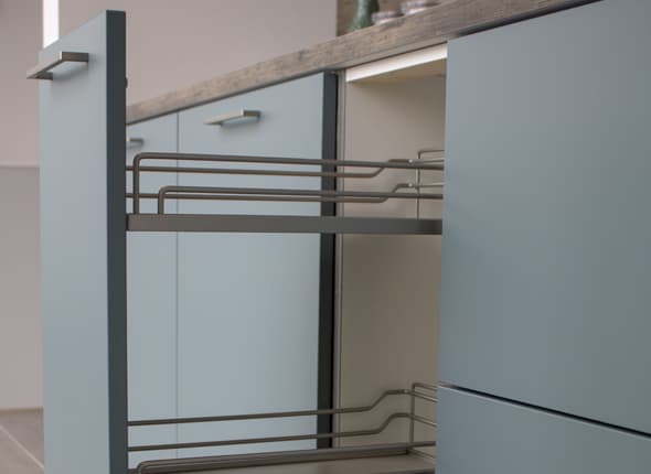 Blauwe apothekerskast