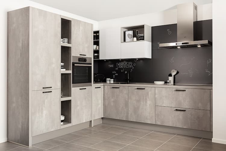 Lichtgrijze betonlook keuken