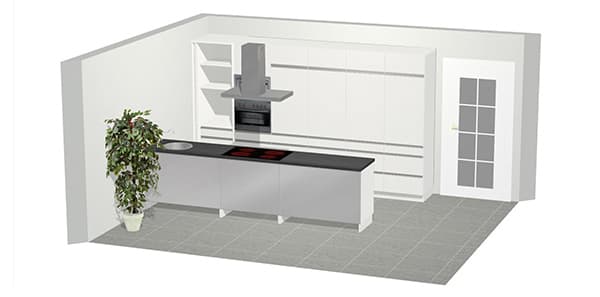 Parallel keuken met kastenwand